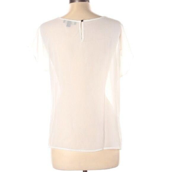 ABS Platinum Sleeveless Blouse Large Sheer Stone embroidery Keyhole Back Ivory - Picture 2 of 4